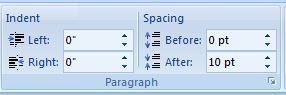MS Word Page Layout Tab : Paragraph