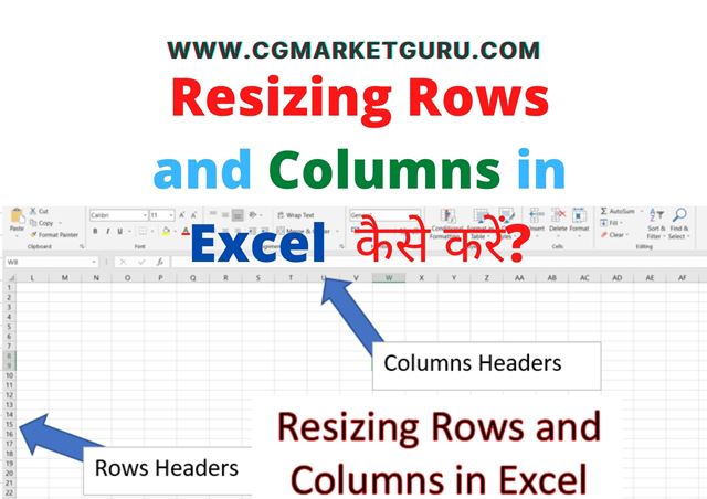 Resizing Rows and Columns in Excel hindi