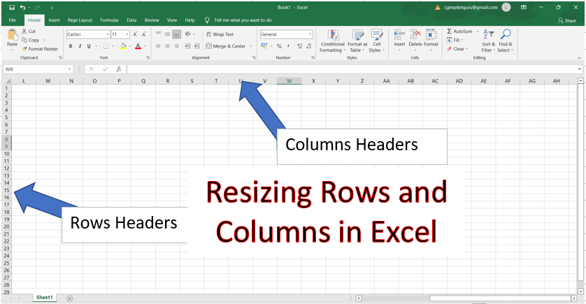 Resizing Rows and Columns in Excel